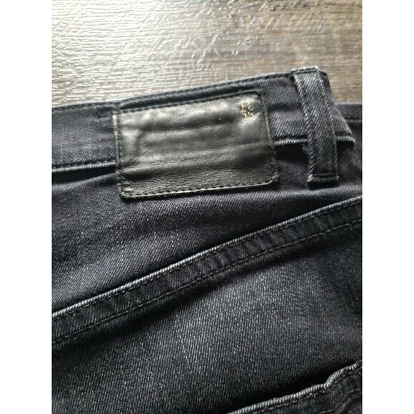 R13 The Drop Jeans Sz 26 Black Denim Stretch Slouchy Crop High Rise (V6 - Picture 11 of 11